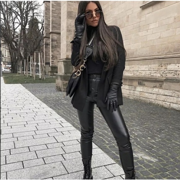 Zara Trafaluc Collection High Rise Vegan Faux Leather Pants, Black, Size S - Picture 5 of 15